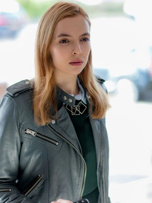 Jodie Comer Gray Biker Jacket