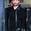 John Krasinski Black Leather Jacket