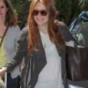 Julianne Moore Gray Leather Suede Biker Jacket