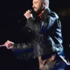 Justin Timberlake Fringe Black Leather Biker Jacket