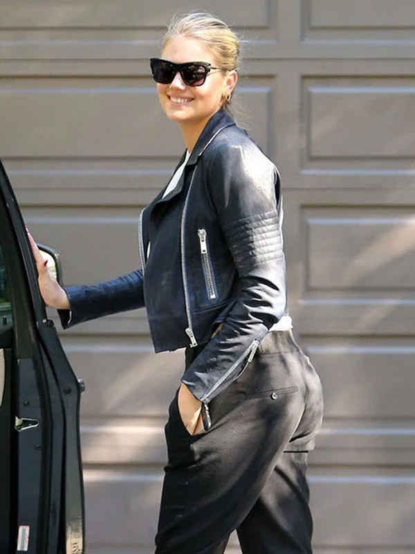 Kate Upton Black Biker Leather Jacket