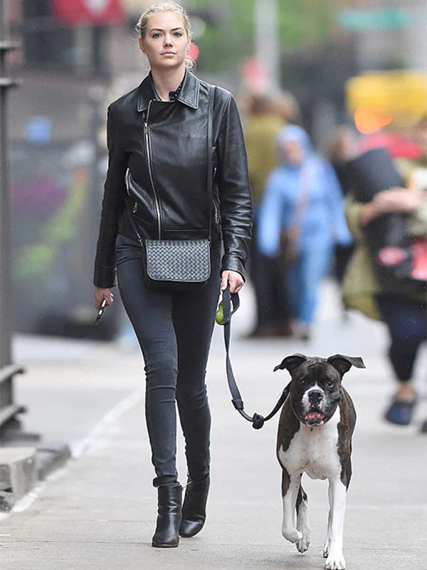 Kate Upton Black Leather Biker Jacket