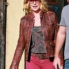 Katherine Heigl Brown Leather Trucker Jacket