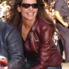 Katie Holmes Maroon Biker Jacket
