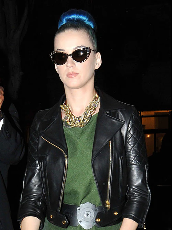 Katy Perry Black Leather Biker Jacket