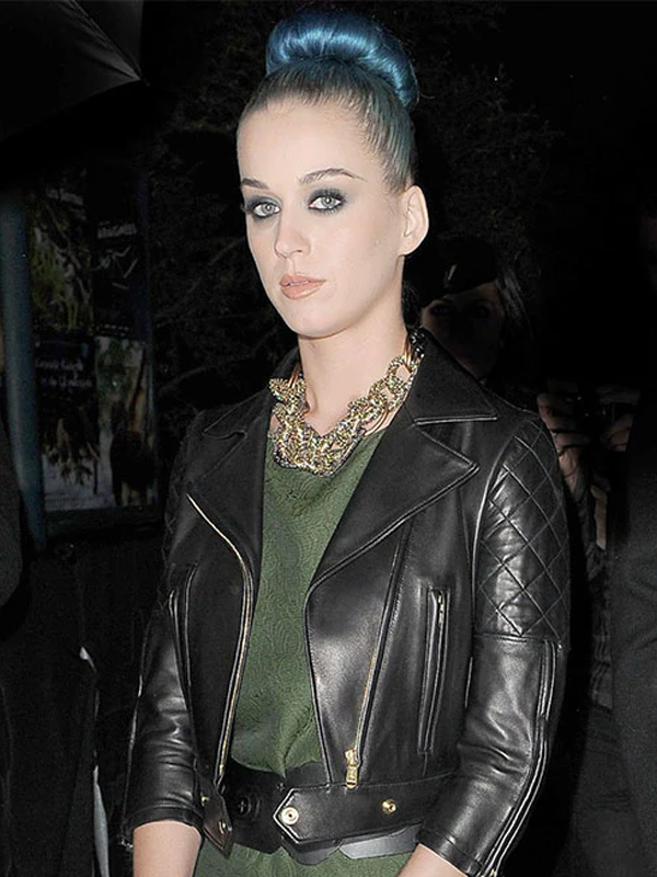 Katy Perry Black cropped Biker Jacket