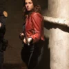 Kaya Scodelario Red Leather Jacket