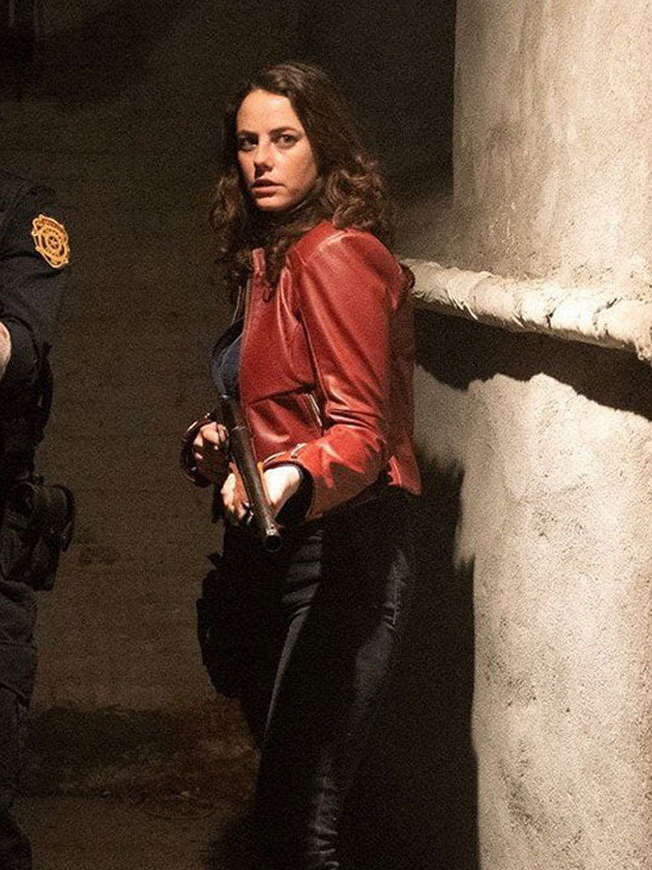 Kaya Scodelario Red Leather Jacket