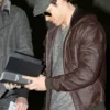 Kellan Lutz Brown Leather Hooded Jacket
