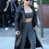 Kim Kardashian Leather Trench Coat
