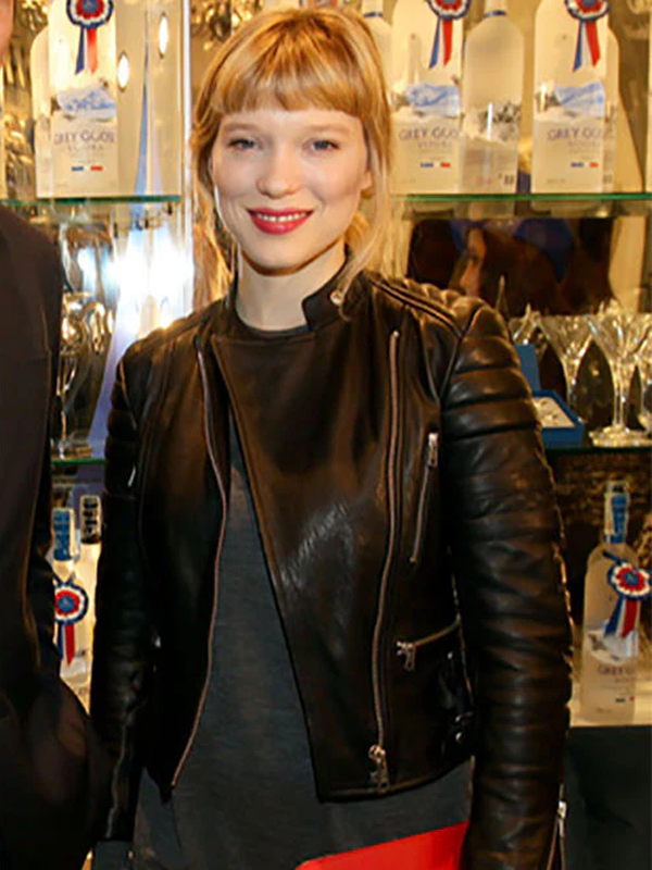 Lea Seydoux Black Leather Jacket