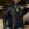 Lebron James Black Leather Biker Jacket
