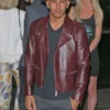 Lewis Hamilton Burgundy Leather Biker Jacket