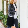 Lily James Black Biker Jacket