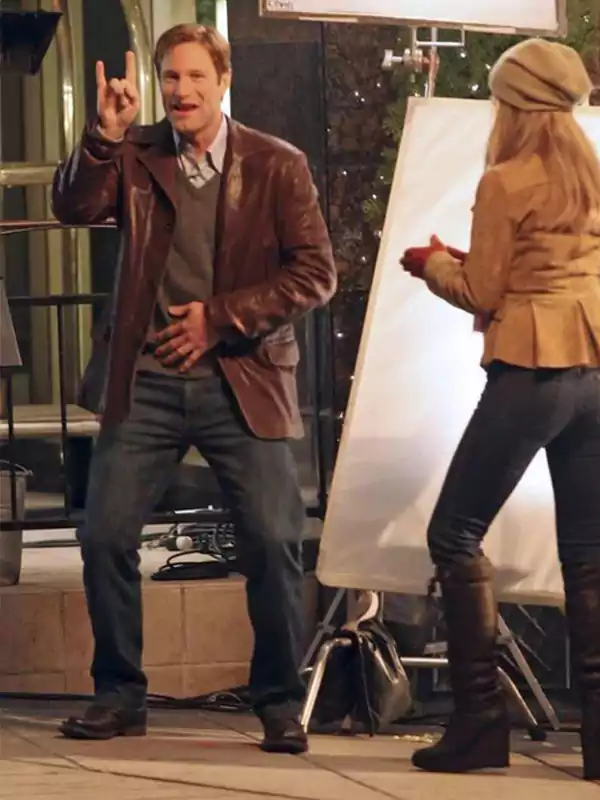 Love Happens Aaron Eckhart Brown Leather Trench Coat