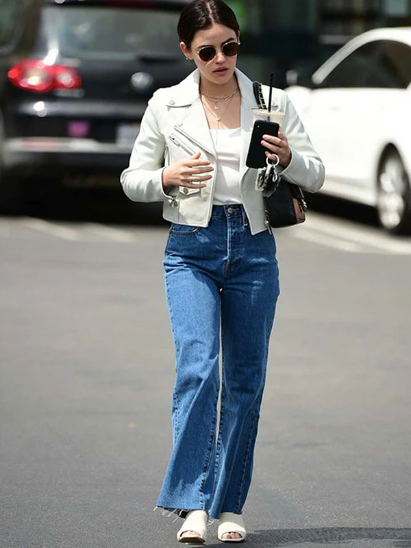 Lucy Hale White Leather Jacket