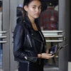 Madison Beer Black Leather Biker Jacket
