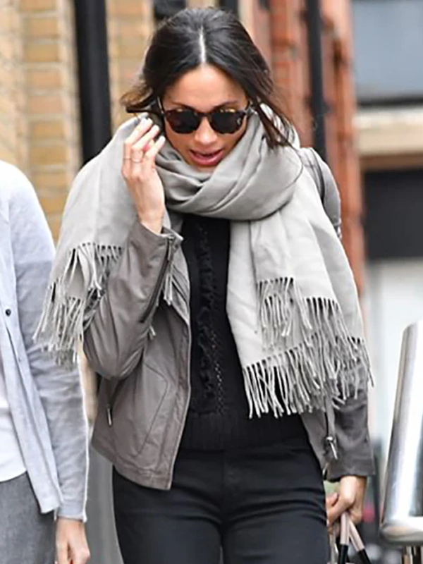 Meghan Duchess of Sussex Gray Biker Jacket