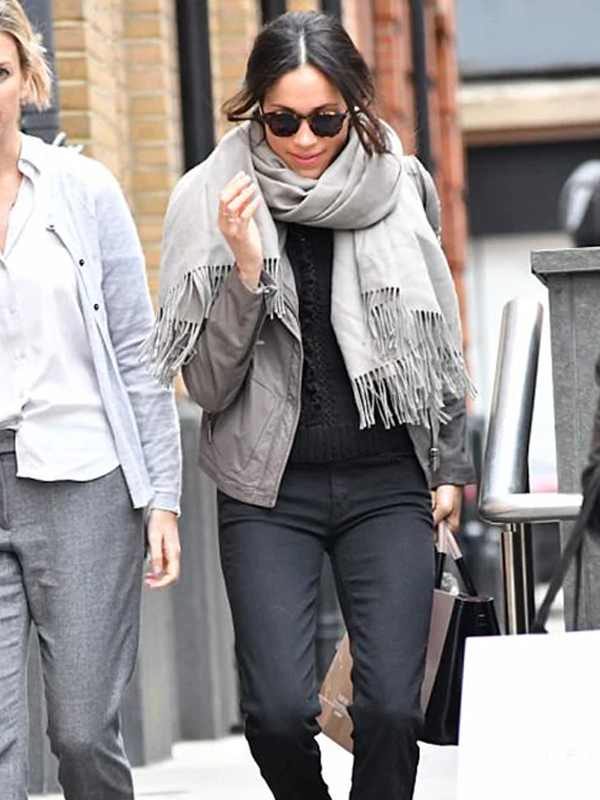 Meghan Duchess of Sussex Gray Biker Jacket