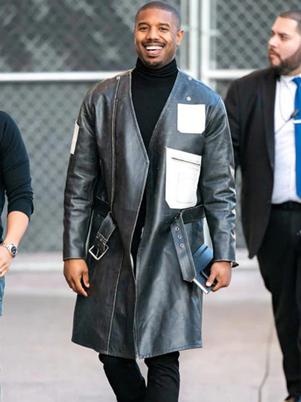 Michael B. Jordan Black Leather Coat
