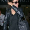Mila Kunis Black Leather Biker Jacket