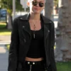Miley Cyrus Black Leather Biker Jacket