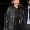 Nicole Scherzinger Black Biker Coat