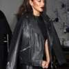 Nicole Scherzinger Black Leather Coat