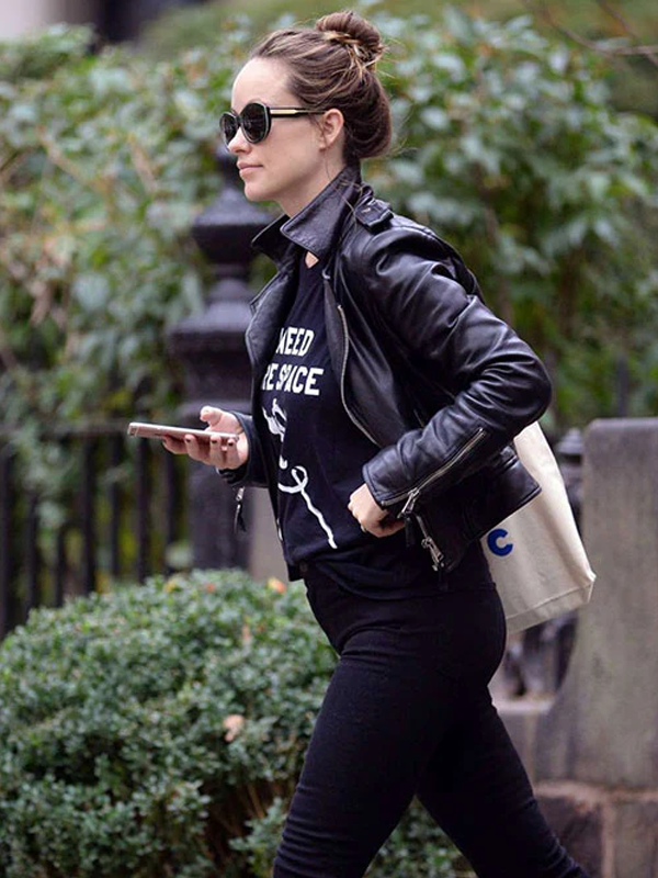 Olivia Wilde Black Leather Biker Jacket
