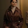 Only Murders in the Building Mabel Mora Brown Leather Long Coat