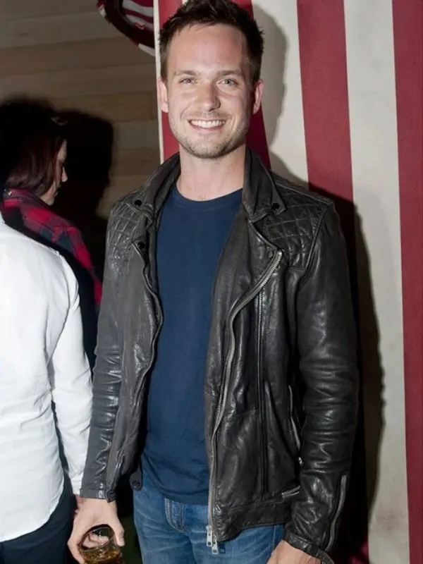 Patrick J Adams Quilted Black Jacket
