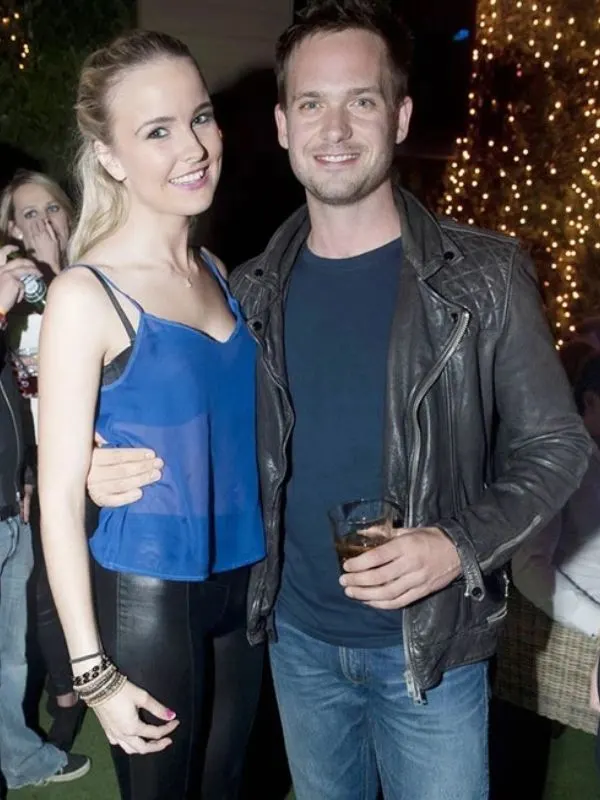 Patrick J Adams Quilted Black Leather Biker Jacket