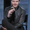 Richard Madden Black Leather Bomber Jacket