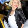 Rita Ora Black Leather Biker Jacket