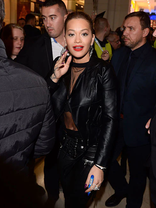 Rita Ora Black Biker Jacket