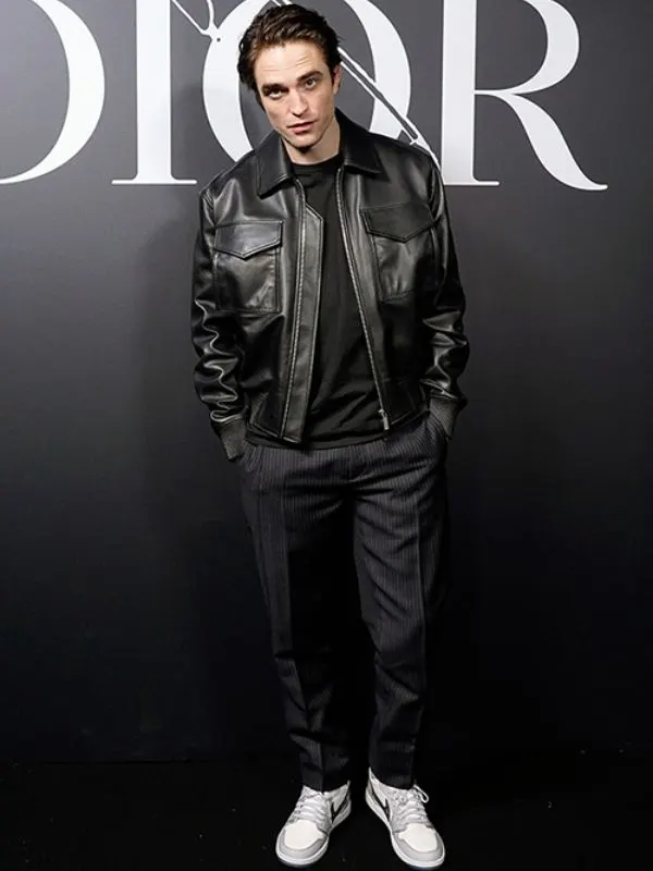 Robert Pattinson Leather Bomber Jacket