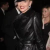 Sharon Stone Black Leather Blazer Coat