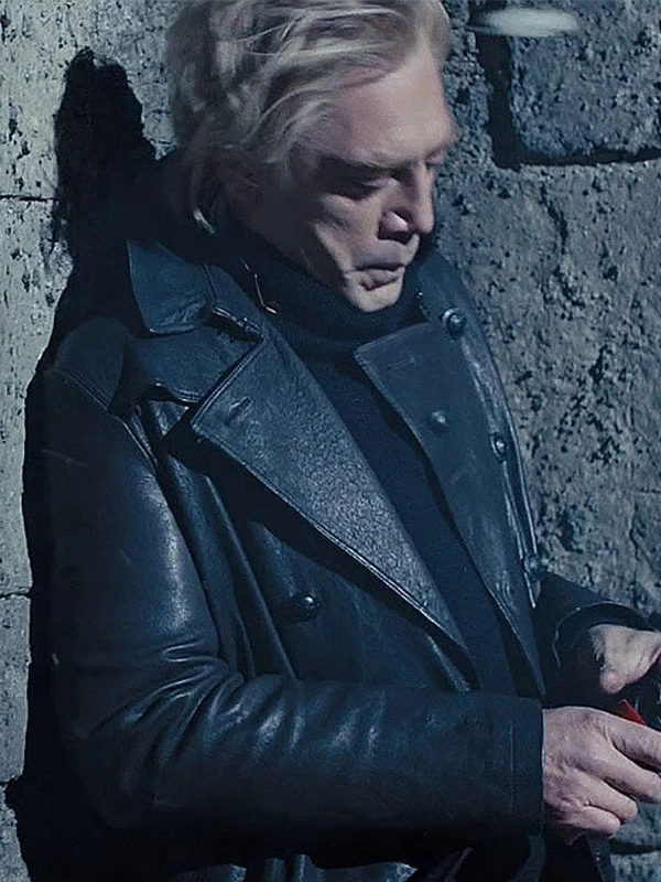 Skyfall Raoul Silva Black Leather Trench Coat