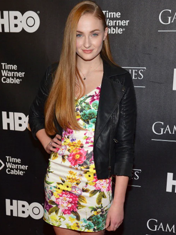 Sophie Turner Black Leather Jacket