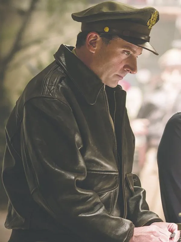 Steve Carell Black Leather Bomber Jacket