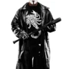 Sting Black Leather Long Coat