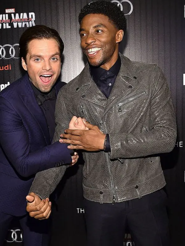 T Challa Gray Leather Biker Jacket