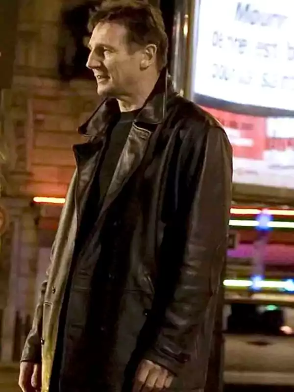 Taken 2 Bryan Mills Black Leather Coat