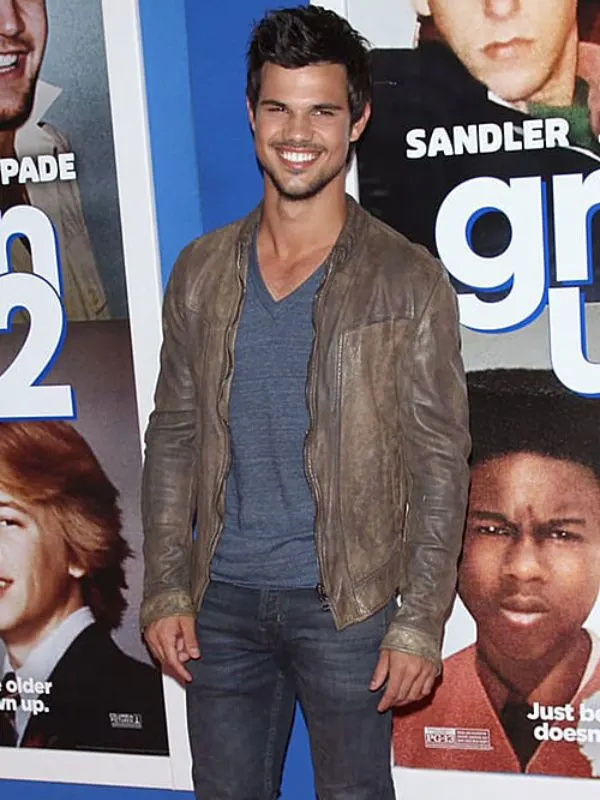 Taylor Lautner Distressed Brown Leather Jacket