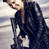 Terminator Genisys Sarah Connor Black Leather Biker Jacket