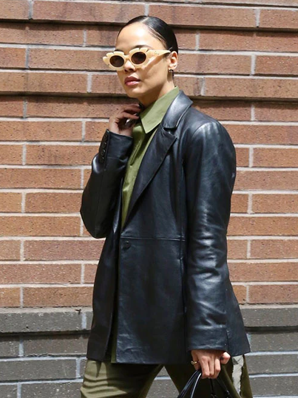 Tessa Thompson Black Blazer Coat