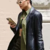 Tessa Thompson Black Leather Blazer Coat