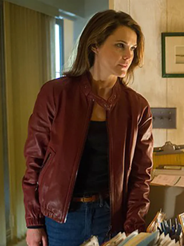 The Americans Elizabeth Jennings Maroon Leather Jacket