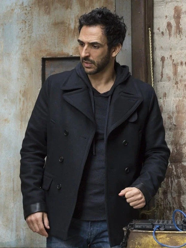 The Blacklist Amir Arison Black Peacoat
