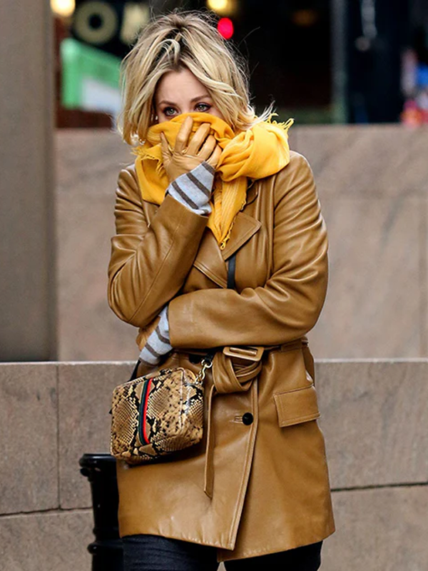 The Flight Attendant Cassandra Bowden Brown Leather Peacoat